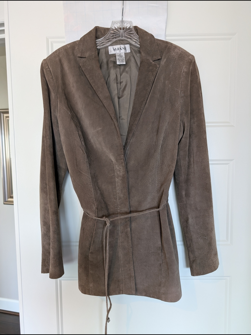 Alfani Brown Suede Belted Blazer Jacket